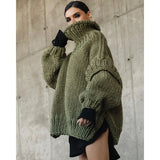 DERMEARNE Women's Solid Color Knitted Sweater 2024 Autumn Winter Pullover Sweater Women's Casual Long Sleeve Turtleneck Loose Sweater Top