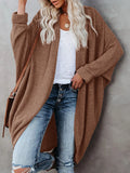 DERMEARNE Womens Knit Cardigan Open Front Chunky Waffle Cable Boho Pockets Coat Casual Lantern Sleeve Oversized Sweater For Women Autumn