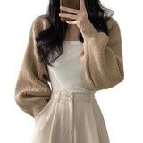 DERMEARNE Womens Knit Shrug Long Sleeve Cropped Boleros Cardigan Sweater Short Shawl Top