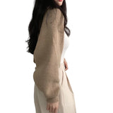 DERMEARNE Womens Knit Shrug Long Sleeve Cropped Boleros Cardigan Sweater Short Shawl Top