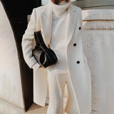 DERMEARNE Woolen Cardigan Popular Loose Long Casual Woolen Jacket Coat Overcoat Woolen Suit Versatile Korean Women Clothes Merad Style