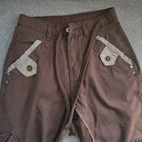 DERMEARNE Y2K Aesthetic Brown Spliced Flare Jeans Women High Waist Streetwear Cargo Jean Pants Vintage Denim Trousers Grunge Pantalones