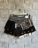 DERMEARNE Y2K American wasteland style retro hottie leopard print irregular layered cake skirt spliced A-line ruffled low-waisted skirt