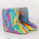 DERMEARNE Y2K Fluffy Mid-calf Boots Winter Women Fashion Snow Boots Warm Cotton Shoes