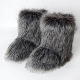 DERMEARNE Y2K Fluffy Mid-calf Boots Winter Women Fashion Snow Boots Warm Cotton Shoes