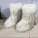 DERMEARNE Y2K Fluffy Mid-calf Boots Winter Women Fashion Snow Boots Warm Cotton Shoes