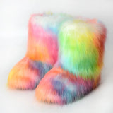 DERMEARNE Y2K Fluffy Mid-calf Boots Winter Women Fashion Snow Boots Warm Cotton Shoes
