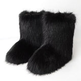 DERMEARNE Y2K Fluffy Mid-calf Boots Winter Women Fashion Snow Boots Warm Cotton Shoes