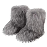 DERMEARNE Y2K Fluffy Mid-calf Boots Winter Women Fashion Snow Boots Warm Cotton Shoes