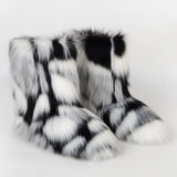 DERMEARNE Y2K Fluffy Mid-calf Boots Winter Women Fashion Snow Boots Warm Cotton Shoes