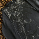 DERMEARNE Y2K Grunge Cyber Mall Goth Thermal T-shirt Skulls Graphic Print Long Sleeve Pullovers Tops Women 90s Vintage Aesthetic Tees