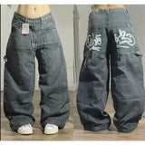 DERMEARNE Y2K Harajuku New Fashion Heavy Industry Multi-pocket Baggy Jeans Women High Street Hip Hop Pop Gothic High Waist Wide Leg Pants