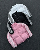 DERMEARNE Y2K Harajuku Trendy Streetwear High Street Retro Striped Warm Zipper Down Sweater Coat Women Punk Colorful Casual Loose Jacket