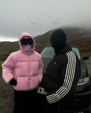 DERMEARNE Y2K Harajuku Trendy Streetwear High Street Retro Striped Warm Zipper Down Sweater Coat Women Punk Colorful Casual Loose Jacket