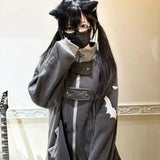 DERMEARNE Y2K Japanese Style Cute Sweet Girl Winter Warm Jacket Zip Up Vintage Classic Loose Stand Collar Plush Coats Kawaii Clothing