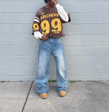 DERMEARNE Y2K Men Women Retro Harajuku Punk Casual Splicing Sweatshirt New Fashion Street Design Fake Two Piece Hip Hop Loose Long Sleeves