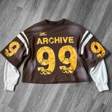 DERMEARNE Y2K Men Women Retro Harajuku Punk Casual Splicing Sweatshirt New Fashion Street Design Fake Two Piece Hip Hop Loose Long Sleeves