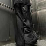 DERMEARNE Y2K Phantom Jeans High Street Spider Embroidered Patch Hip Hop Streetwear Gothic Retro Oversized Baggy Fit Unisex Mopping Pants