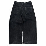 DERMEARNE Y2K Streetwear Jeans Clothes Men Women Hip Hop Retro Stripe Embroidery HCW Baggy Jeans Black Pants Wide Leg Pants