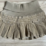 DERMEARNE Y2K Streetwear Khaki Pleated Skirt Womens Clothing Harajuku Hot Girl Sweet Goth Sexy Slim Ribbed Elastic Waist High Waist Skirt
