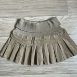 DERMEARNE Y2K Streetwear Khaki Pleated Skirt Womens Clothing Harajuku Hot Girl Sweet Goth Sexy Slim Ribbed Elastic Waist High Waist Skirt