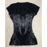 DERMEARNE Y2k Crop Top Punk Graphic T-shirts Street Hot Girl 2000s Clothes Sweet Slim Tees Harajuku Summer Women's Top Gothic Shirt emo