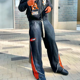 DERMEARNE Y2k Fashion Stripes Pants New American Retro Hip Hop Men Women Jogger Drawstring Sweatpants Oversize Cargo Trousers Streetwear