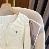 DERMEARNE YuooMuoo Brand Fashion Knitted Tops 2025 New Y2K Embroidery Long Sleeve Cardigans Sweaters Korean Fashion Streetwear Lady Shirts