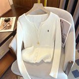 DERMEARNE YuooMuoo Brand Fashion Knitted Tops 2025 New Y2K Embroidery Long Sleeve Cardigans Sweaters Korean Fashion Streetwear Lady Shirts