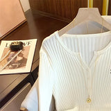 DERMEARNE YuooMuoo Brand Fashion Knitted Tops 2025 New Y2K Embroidery Long Sleeve Cardigans Sweaters Korean Fashion Streetwear Lady Shirts