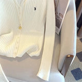 DERMEARNE YuooMuoo Brand Fashion Knitted Tops 2025 New Y2K Embroidery Long Sleeve Cardigans Sweaters Korean Fashion Streetwear Lady Shirts