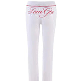 DERMEARNE iamgia blue cotton zipper hooded long sleeved high stretch top low waist micro flared pants for women 2025