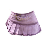 DERMEARNE retro  spicy girl denim half skirt for women y2k short skirt design with a cinching waist and purple skirt  y2k clothes