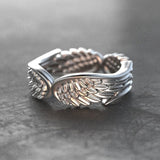 Dermearne Charm Women Wings Rings Metal Silver Color Romantic Girl Gift Pterodactyl Ring for Party Ladies Fashion Men Jewelry