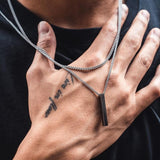 Dermearne hot classic Rectangle Pendant Necklace men Stainless Steel Black color Cuban Chain Necklace For Men Jewelry Gift