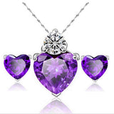 Dermearne Sincere Heart Sharp Setting Cubic  Necklace Earrings Set Fashion Color Optional Party Jewelry Sets for Woman