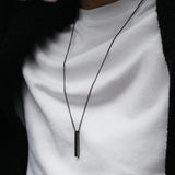 Dermearne hot classic Rectangle Pendant Necklace men Stainless Steel Black color Cuban Chain Necklace For Men Jewelry Gift