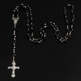 Dermearne 8mm fashion rosary ladies necklace high quality diy Jesus Christian cross necklace and pendant long chain jewelry jewelry