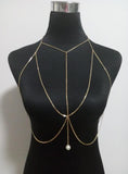 Dermearne New Style Fashion Women Gold colour Chains Unique Design Sexy Imitation Pearls Beads Bikini Chains Jewelry 2 Colors