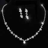 Dermearne Fashion Silver Color Crystal Tennis Choker Necklace Set Earrings Factory Price Wedding Bridal Bridesmaid African Jewelry Sets