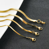 Dermearne Stainless Steel Snake Blade Necklace Golden Flat Chain Jewelry Gift DIY Findings Accessories