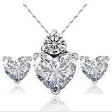Dermearne Sincere Heart Sharp Setting Cubic  Necklace Earrings Set Fashion Color Optional Party Jewelry Sets for Woman