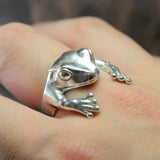 Dermearne Bohemian Vintage Frog Animal Rings For Women Frog Toad Metal Wrap Ring Wedding Ring Men Grilfriend Party Gifts