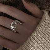 Dermearne Gothic Irregular Cross Star Ring Women New Design Multilayer Punk Zircon Star Tail Open Rings Party Jewelry Gift
