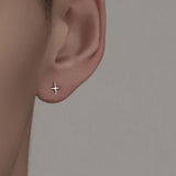 Dermearne Punk Small Cross Stud Earrings for Teens Ear Piercing Star Earrings Women Men Pierced Unusual Party Earrings Jewelry
