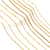 Dermearne 5pcs Stainless Steel Bead Chain Cuba Cross O Ripple Chain Necklace Plated Gold 45CM Adjustable Chain Lobster Clasp DIY Necklace