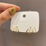 Dermearne New Contracted Geometric Metal Claw Earrings  Korean Shiny Crystal Sweet Women Stud Earrings Birthday Party Wedding Jewelry