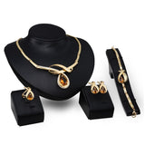 Dermearne Exaggerated Creative Alloy Jewelry Set Gold Plated Luxurious Necklace Earrings Four-piece Women's Jewelry Set