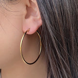 Dermearne 1Pair Stainless Steel Simple Classic Round Circle Hoop Earrings For Women Men Punk Smooth Big or Small Huggie Earring Pendientes