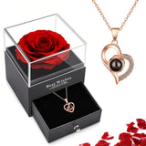 Dermearne Projection Necklace Set With Rose Gift Box 100 Languages I Love You Heart Pendant Jewelry Hot Sale Accessories Dropshipping
